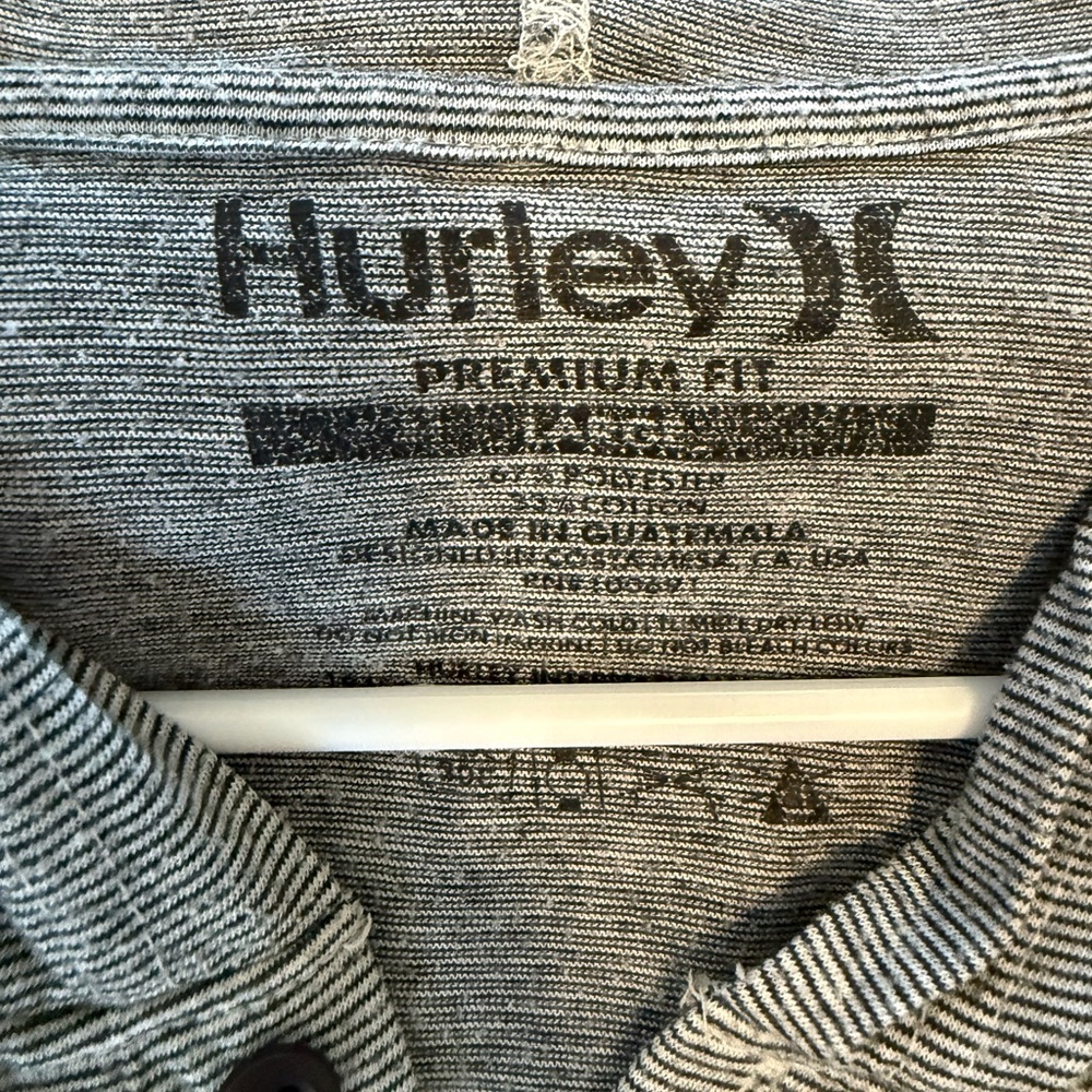 Vintage Hurley's men's long-sleeve hooded henley in a Heather Gray stripe large - Picture 6 of 9